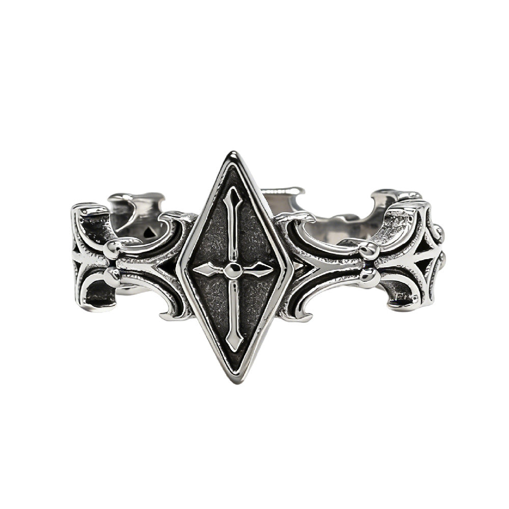 Gothic Cross Titanium Ring Unisex Durable Protection Statement By Planderful For Men And Women