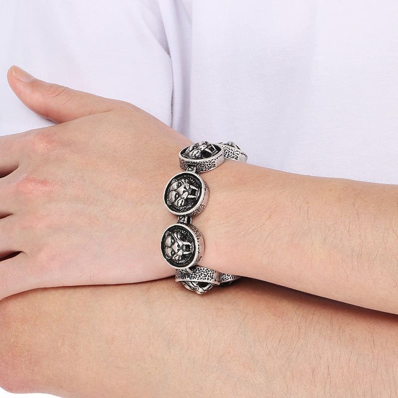 Planderful Zodiac Tiger Head Retro Titanium Bracelet Men