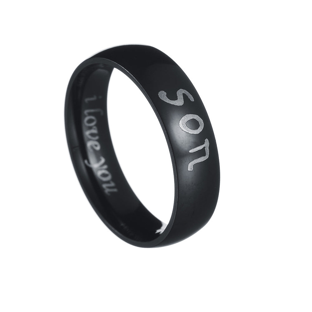 Family Love Steel Ring for Men - Dad Mom I Love You - Size 6-13 - Planderful Collection