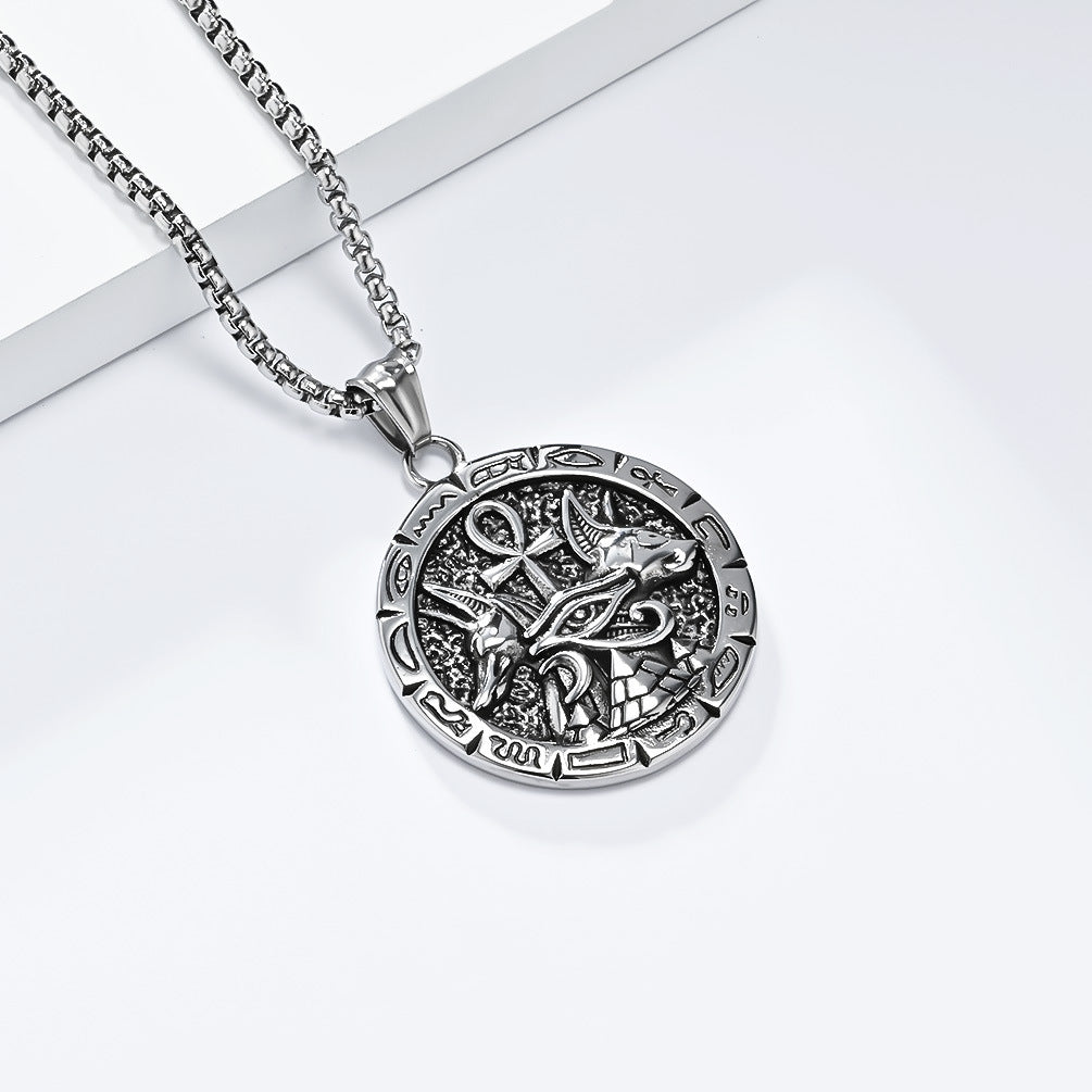 Ancient Egypt Anka Cross Anubis God Necklace for Men