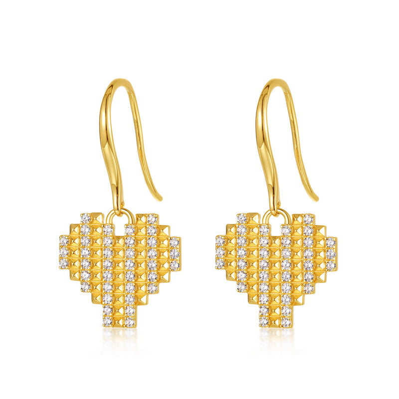 Planderful Jewelry Sterling Silver Zircon Earrings Peach Heart Design Personalized Everyday Elegance