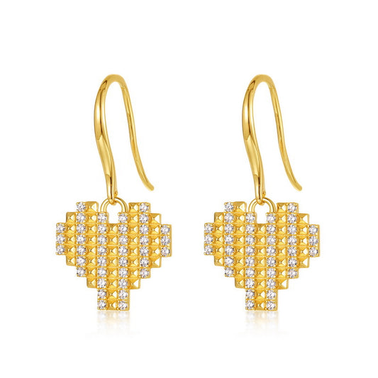 Planderful Jewelry Sterling Silver Zircon Earrings Peach Heart Design Personalized Everyday Elegance