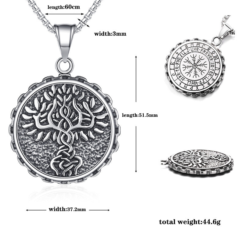 Stainless Steel Necklace – Vintage Nordic Viking Tree Of Life Pendant For Men Gift Ready