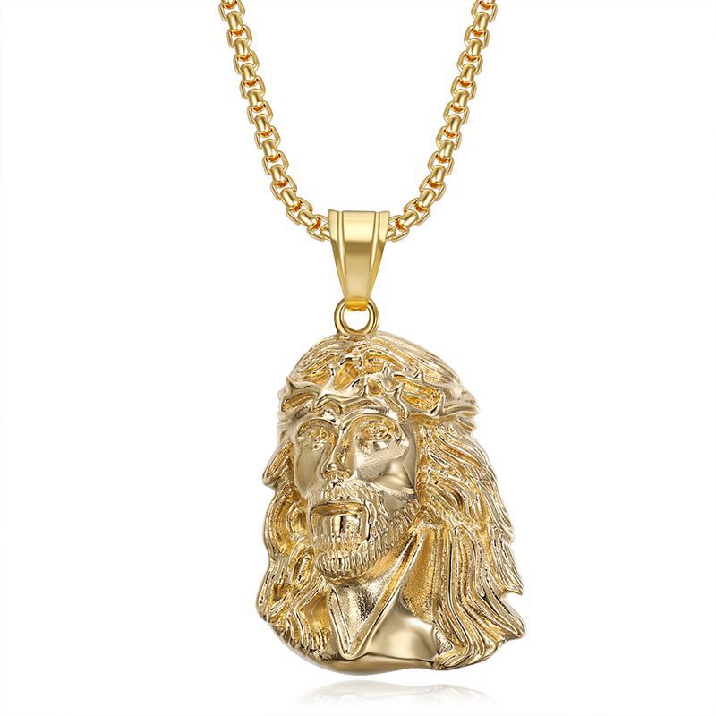 Planderful Everyday Genie Hip Hop Pendant Necklace For Urban Fashion Fans Titanium Steel Gold Plated Portrait Belief