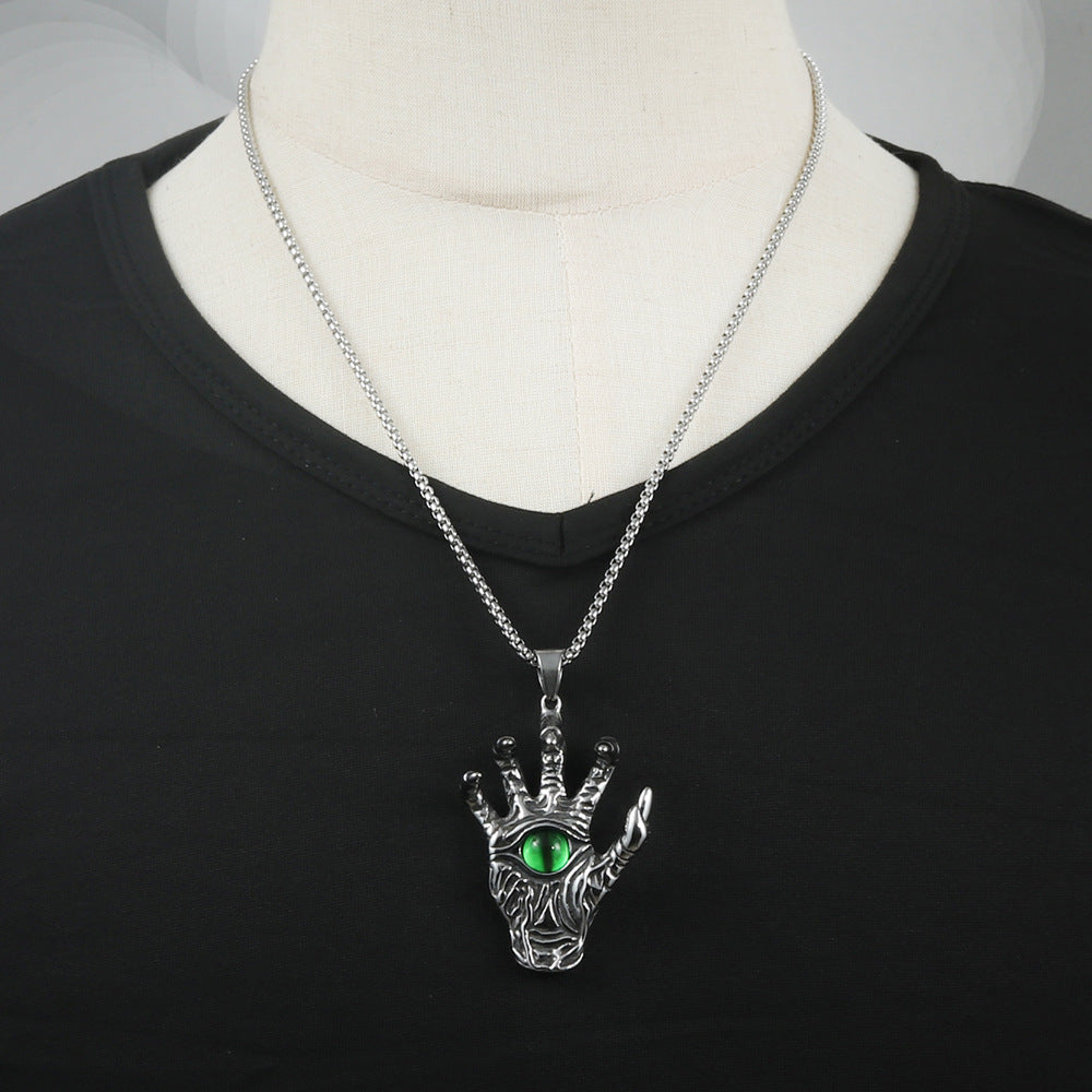 European And American Stainless Steel Ghost Hand Eye Pendant