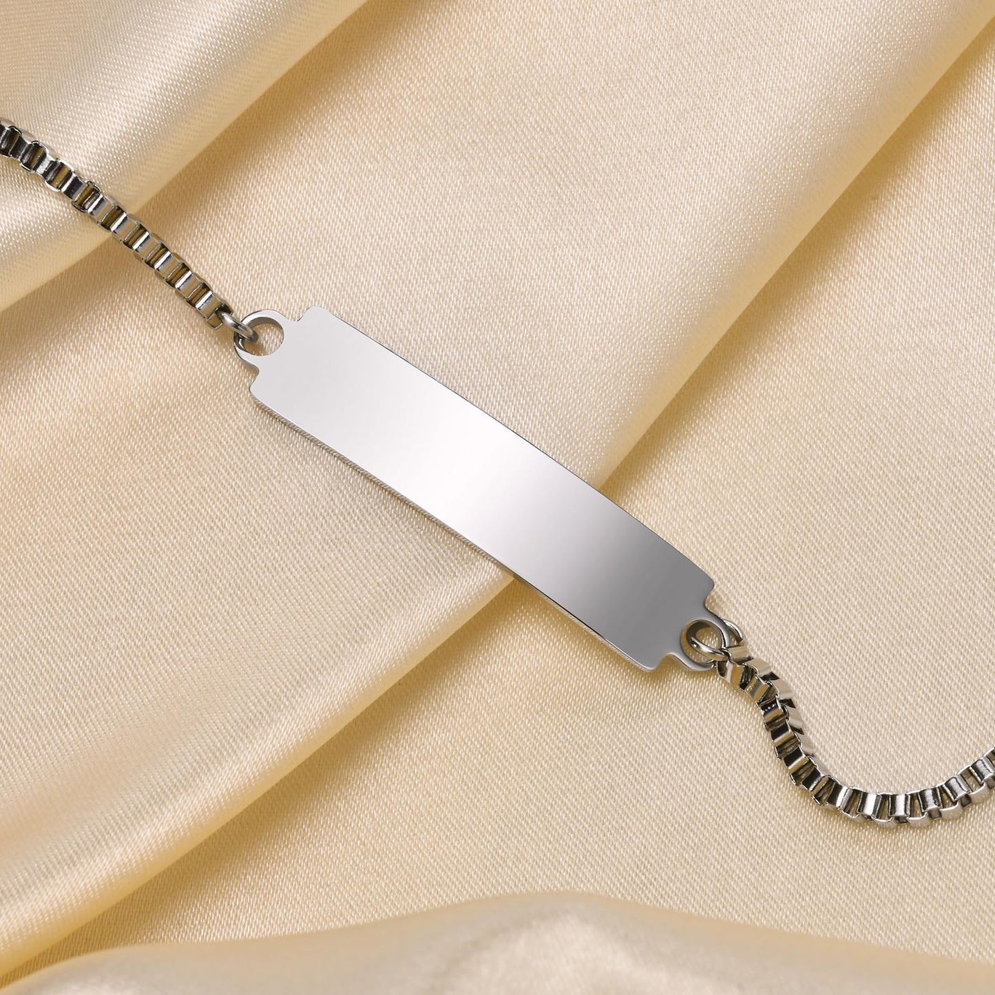 Personalized Simple Stainless Steel Curved Box Chain Bracelet