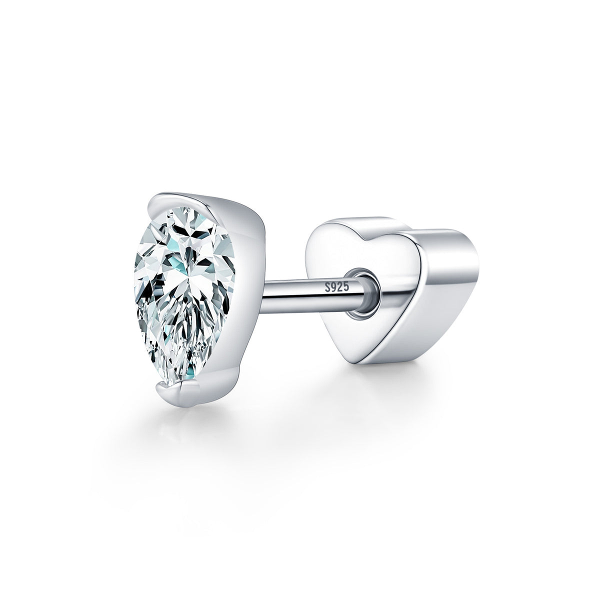 925 Sterling Silver Moissanite Screw-Back Stud