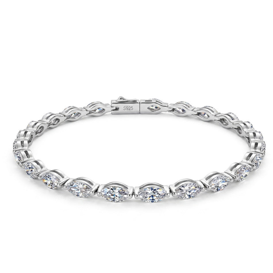S925 Sterling Silver Moissanite Marquise Bracelet