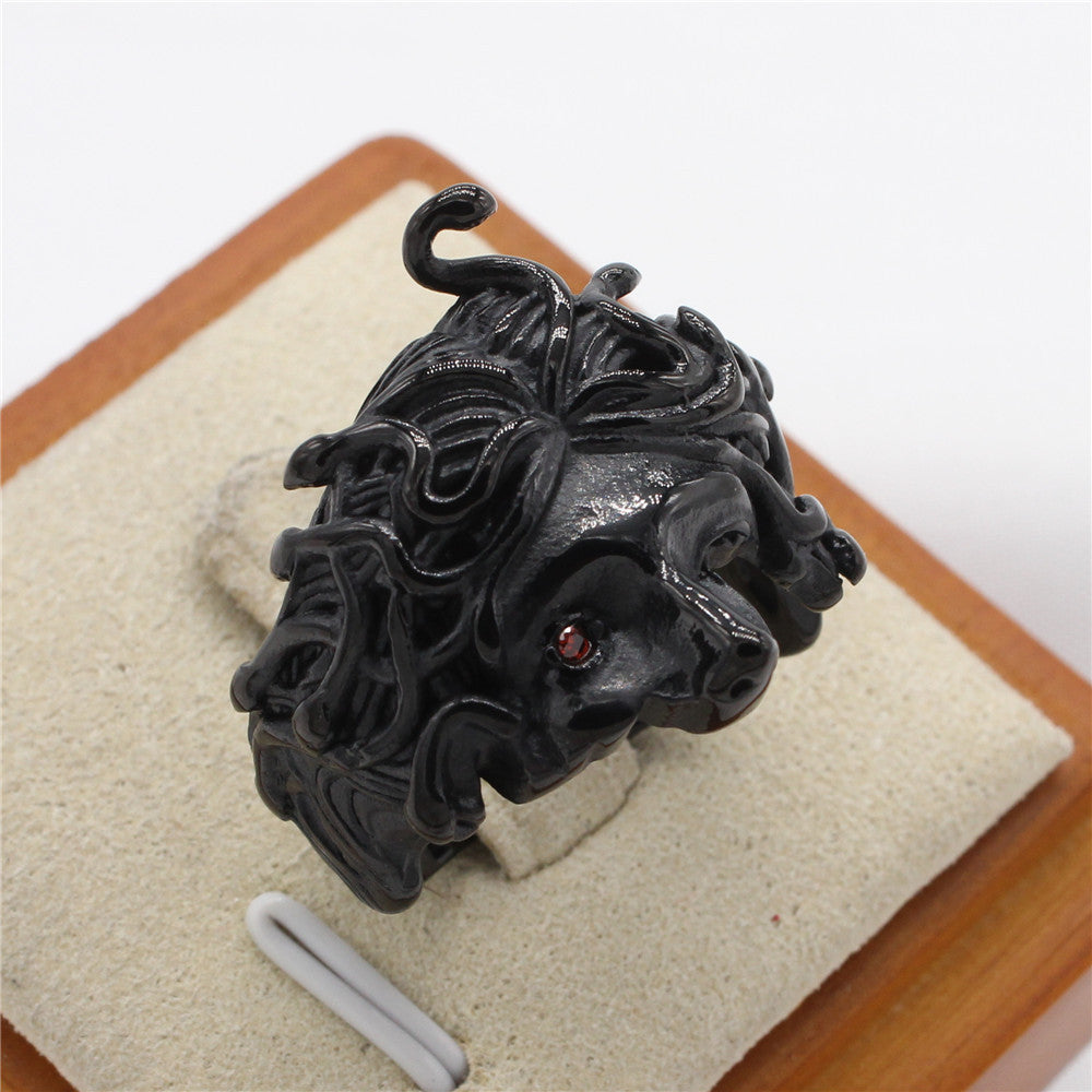 Medusa Ring Titanium Steel For Men And Unisex Greek Mythology Protection Symbol Planderful
