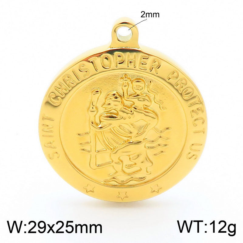Niche Design St. Christopher'S Titanium Steel Pendant, Men's And Women'S Titanium Steel Necklace,