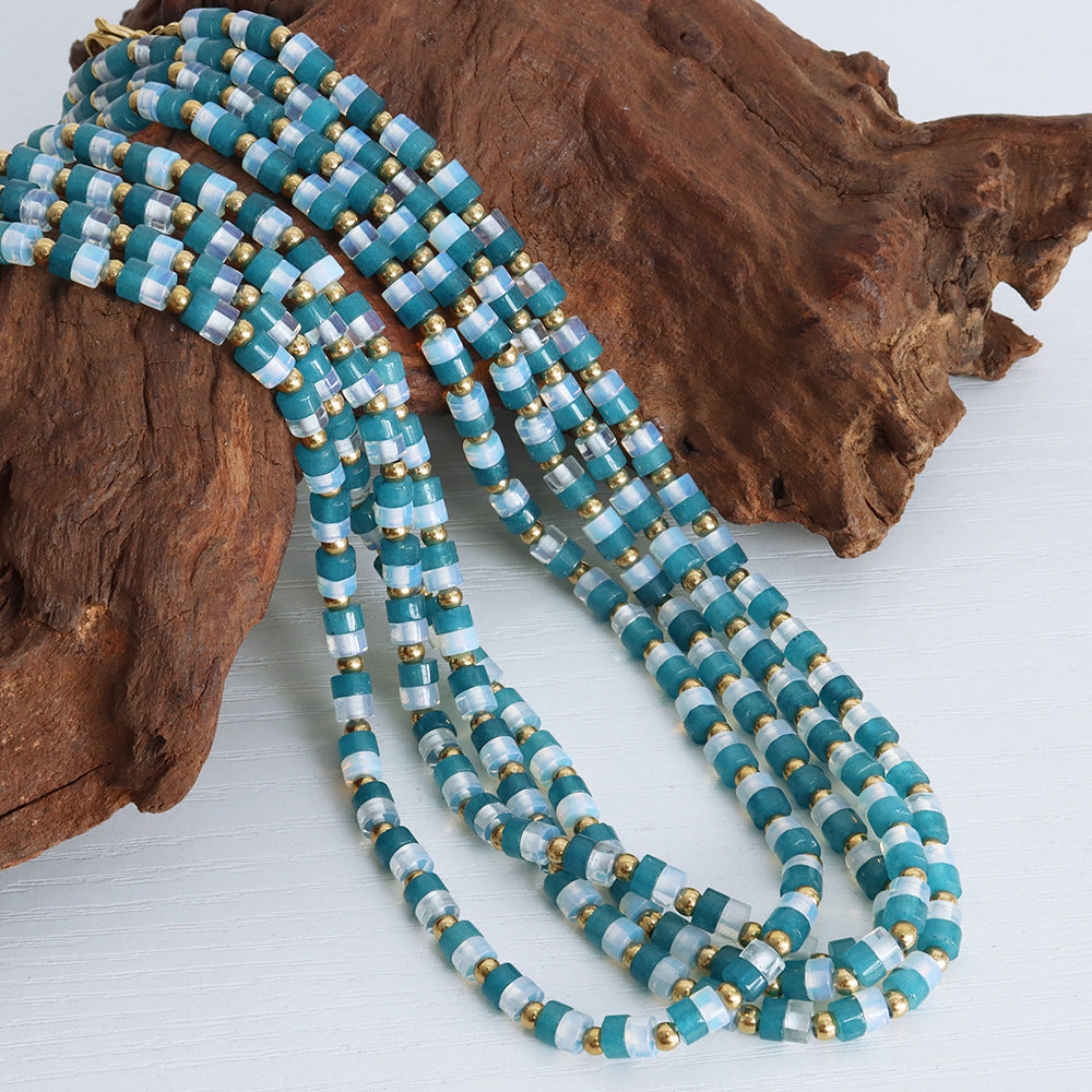 Luxurious 18K Gold-Plated Handmade Natural Stone Bead Necklace for Women by Planderful - Everyday Genie Collection