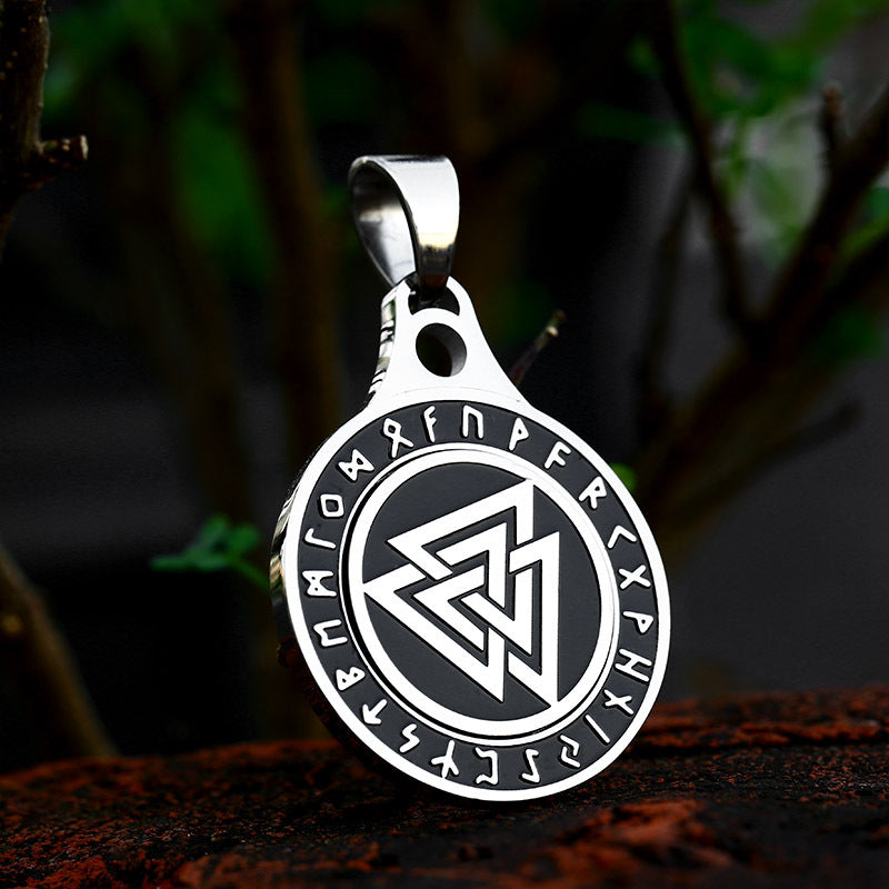 Nordic Viking Rune Letter Stainless Steel Rotating Pendant for Men - Wholesale Titanium Steel Jewelry