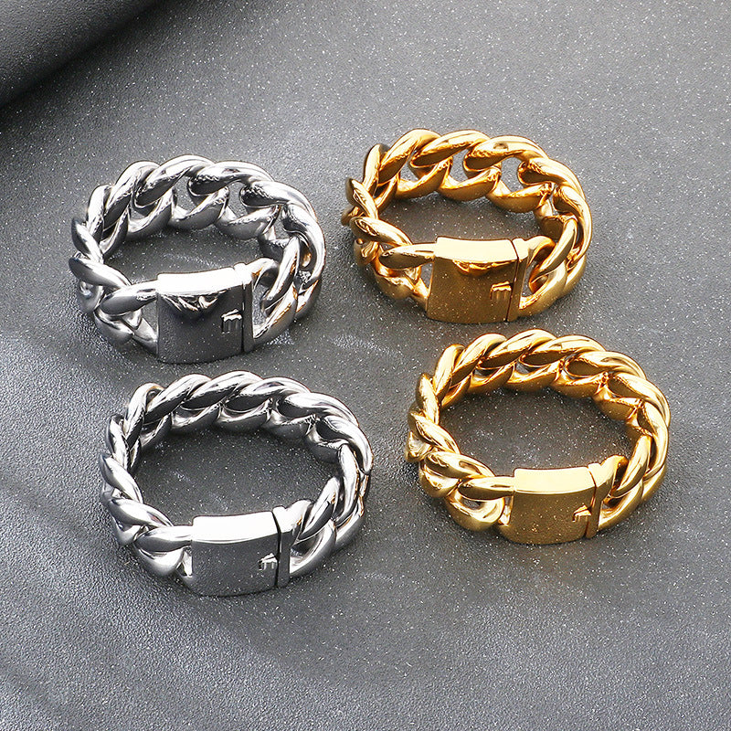 Wide – Hip-Hop Vacuum Plated 25/30mm Cuban Chain Titanium Steel Bracelet