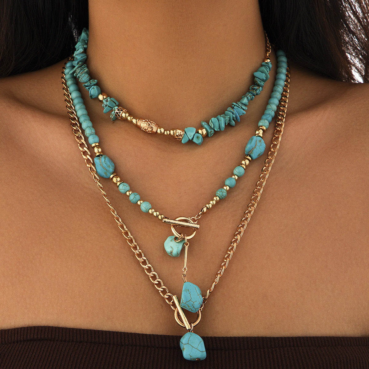 Western Bull Head Turquoise-Style Necklace