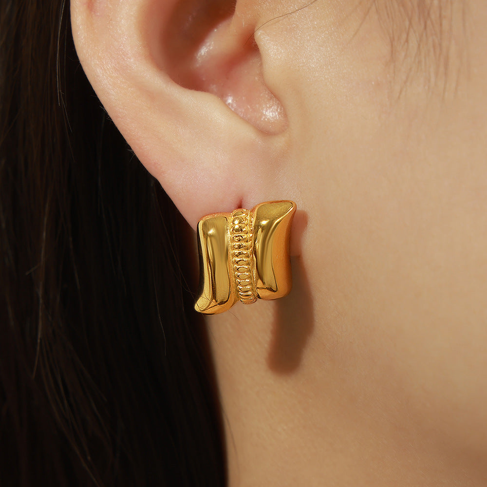 Golden Geometric Quadrilateral Earrings for Women - Minimalist Fashion Jewelry