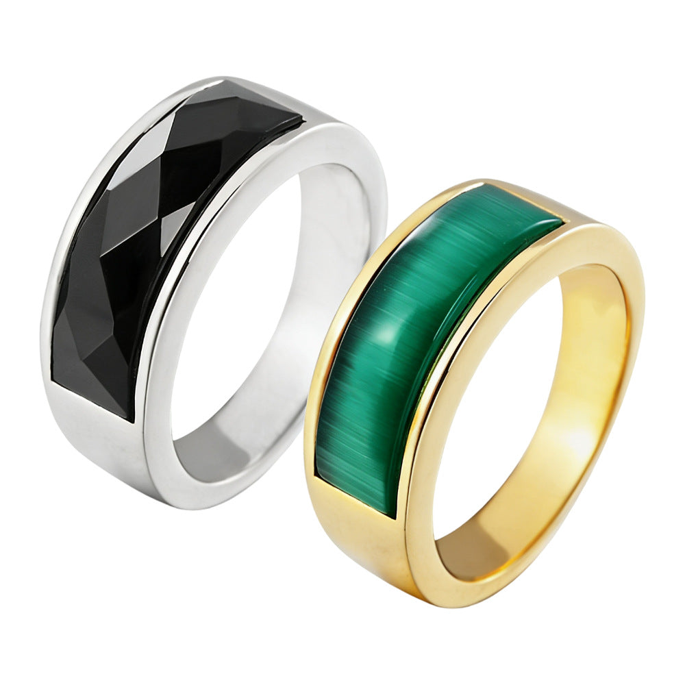 Titanium Steel Ring Unisex With Gemstone Protection Statement For Men And Women Planderful Everyday Genie
