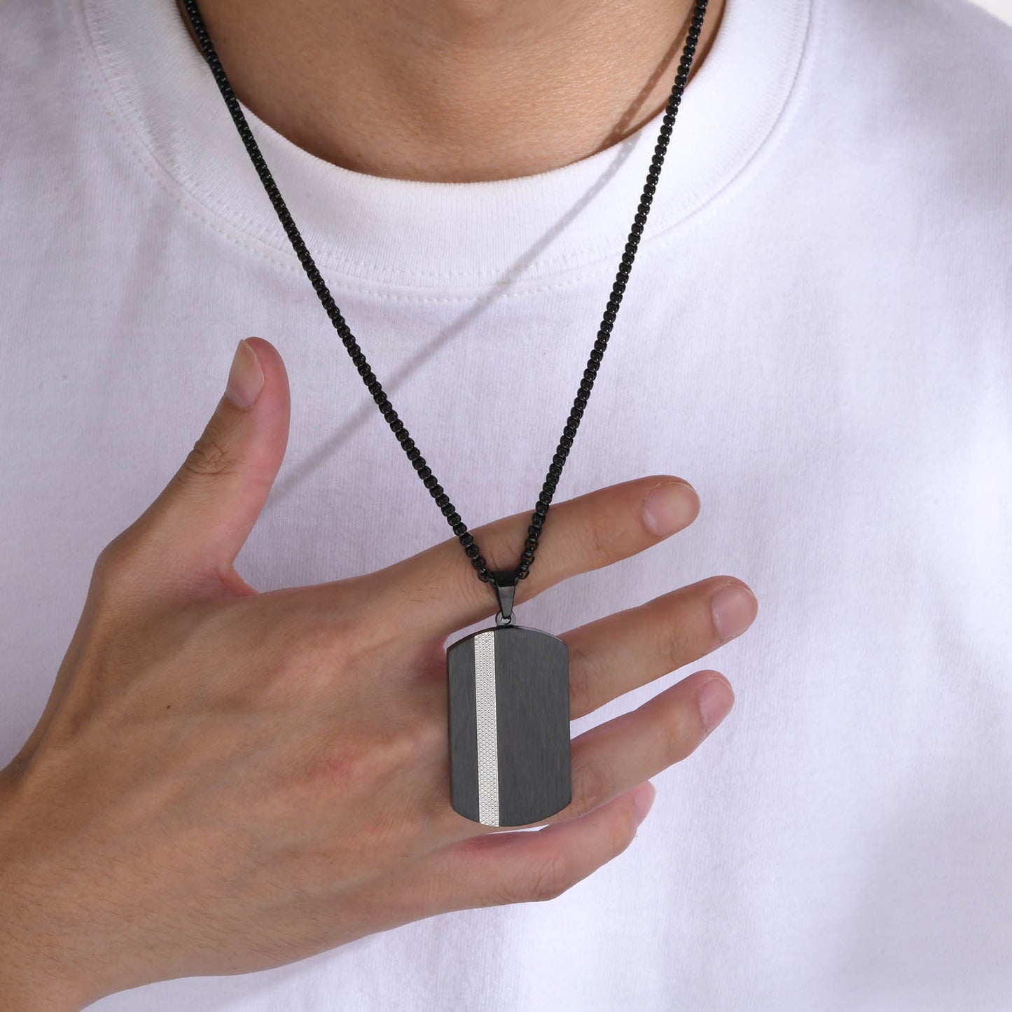 Stainless Steel Necklace Glossy Men's Black Niche Pendant