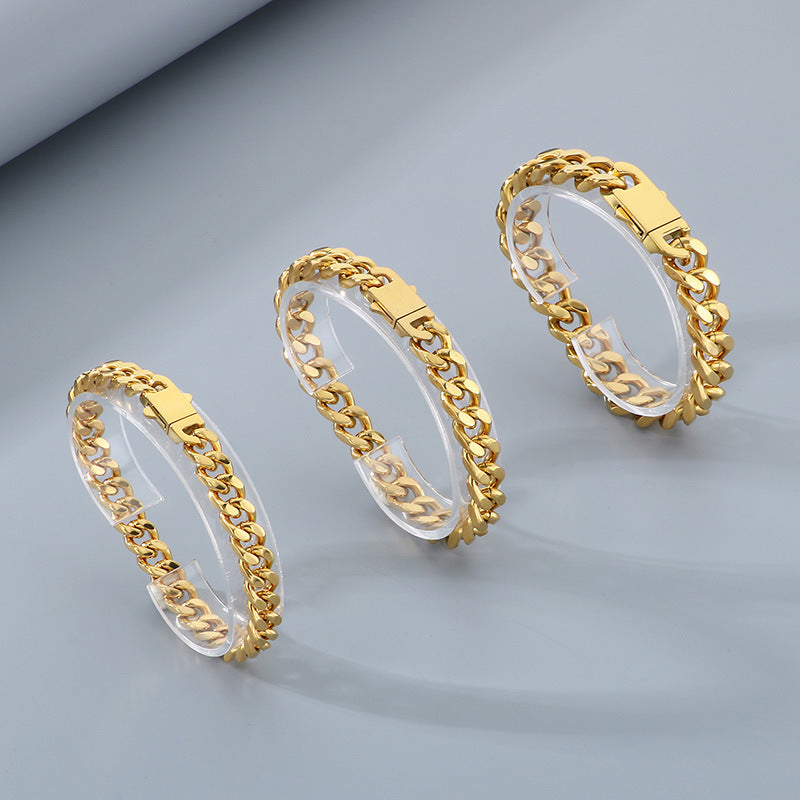 Planderful Everyday Genie Mens Stainless Cuban Bracelet