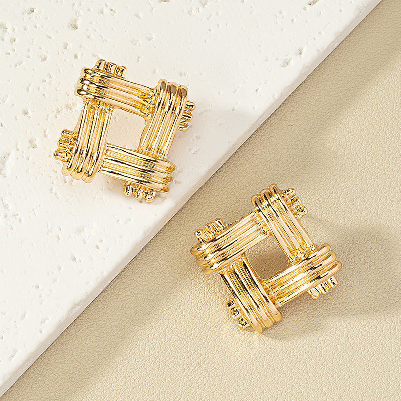 Twisted Geometric Fashion Stud Earrings - Vienna Verve Collection