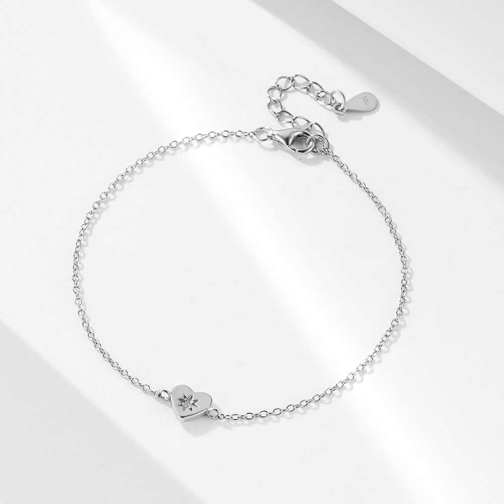 925 Sterling Silver Electroplated 14k Gold Heart-Shaped Love Bracelet European, American