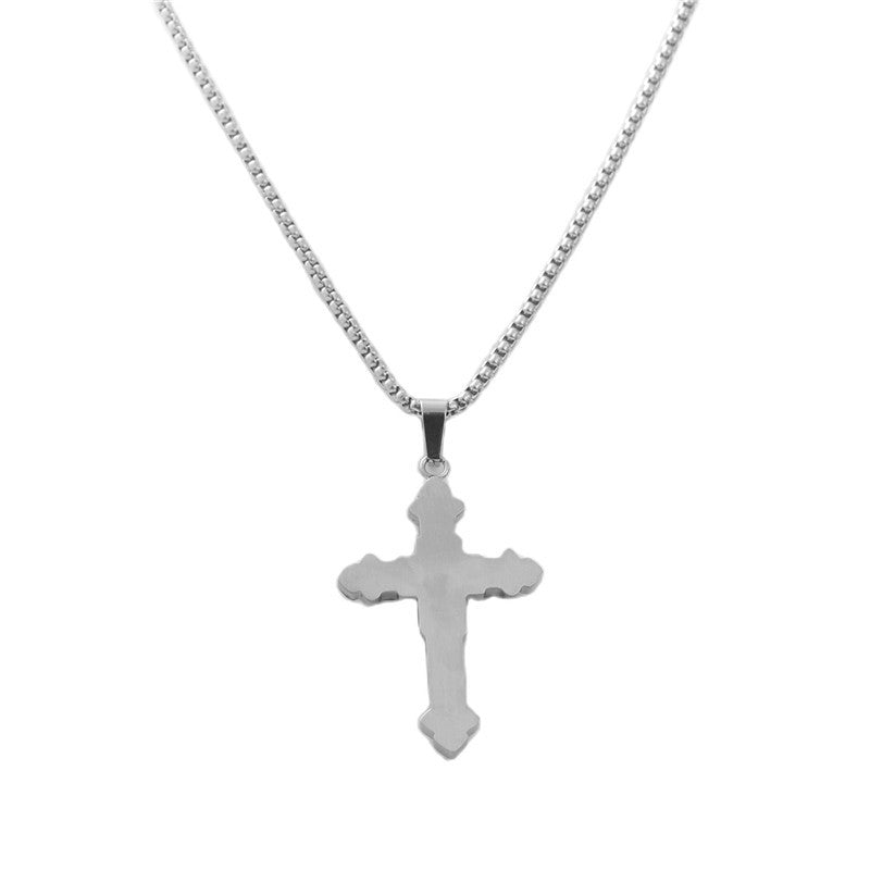 Titanium Steel Cross Necklace for Men - Personalized Retro Pendant in Trendy Design