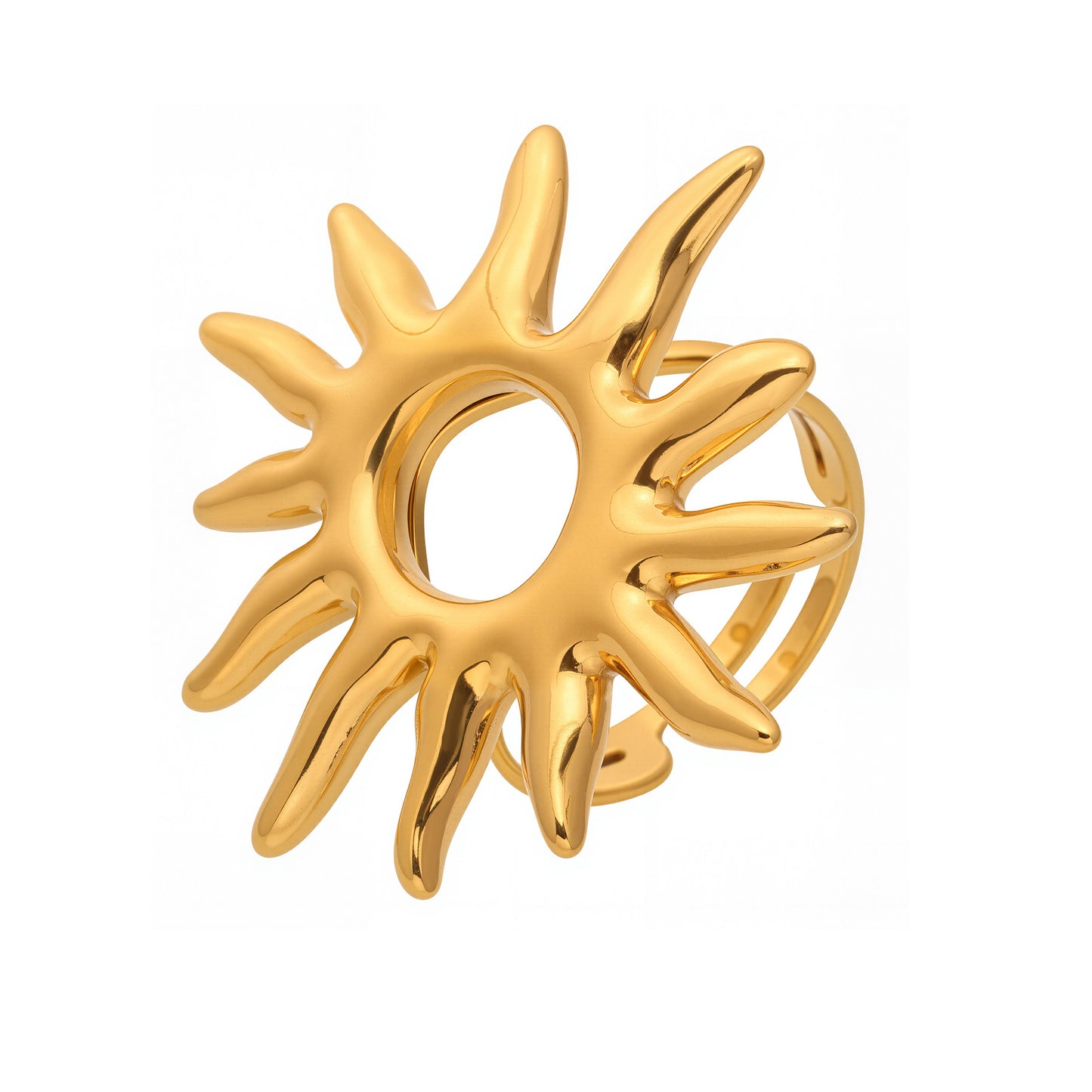 Planderful Golden Sun Ring Open Index Finger 18k Gold Plated