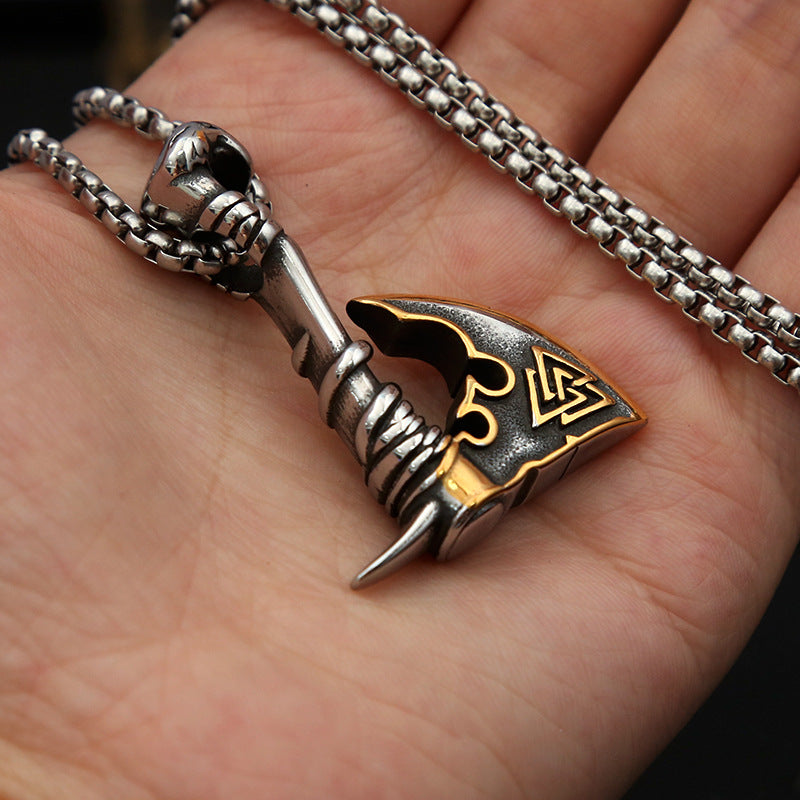 Cross-Border Creative Men's Stainless Steel Axe Pendant Necklace