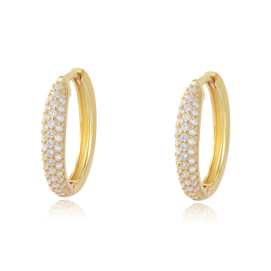925 Sterling Silver Micro-Inlaid Zircon Circle Earrings Niche Hipster Earrings Personalized Ear Buckle