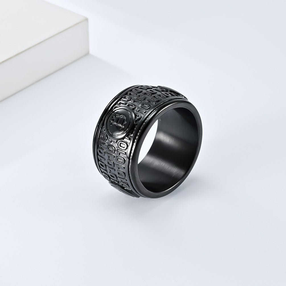 Planderful Bitcoin Titanium Steel Ring For Men Premium Hip Hop Style Versatile Everyday Genie Accessory