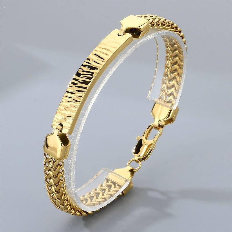 Style Titanium Steel Front & Back Chain Bracelet – Stainless Steel Curved Bar