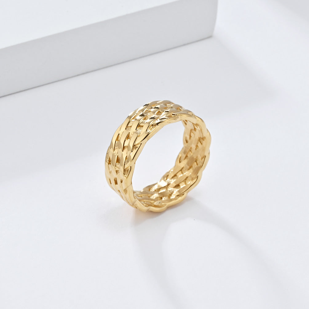 Cold Neutral Style Titanium Steel Braided Ring for High-End Fashion