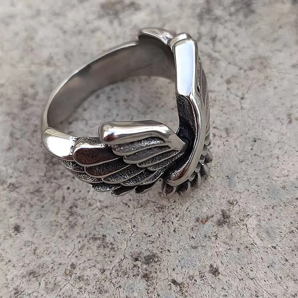 Punk Eagle Wing Stainless Steel Men's Ring