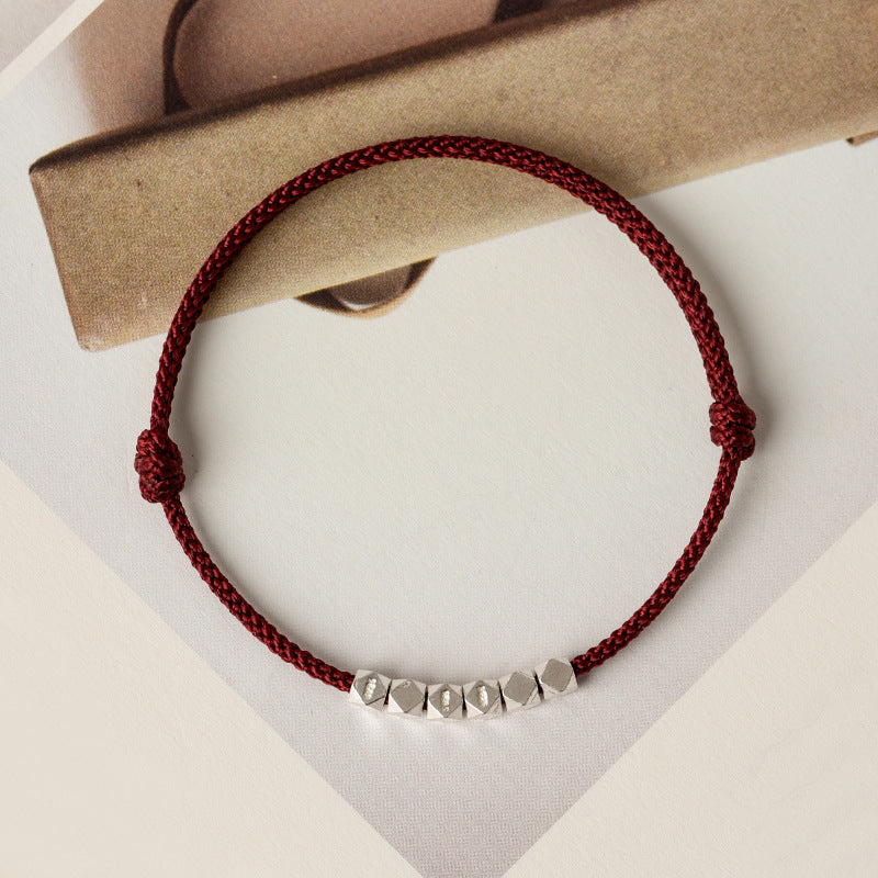 Captivating Red Rope Sterling Silver Drawstring Bracelet