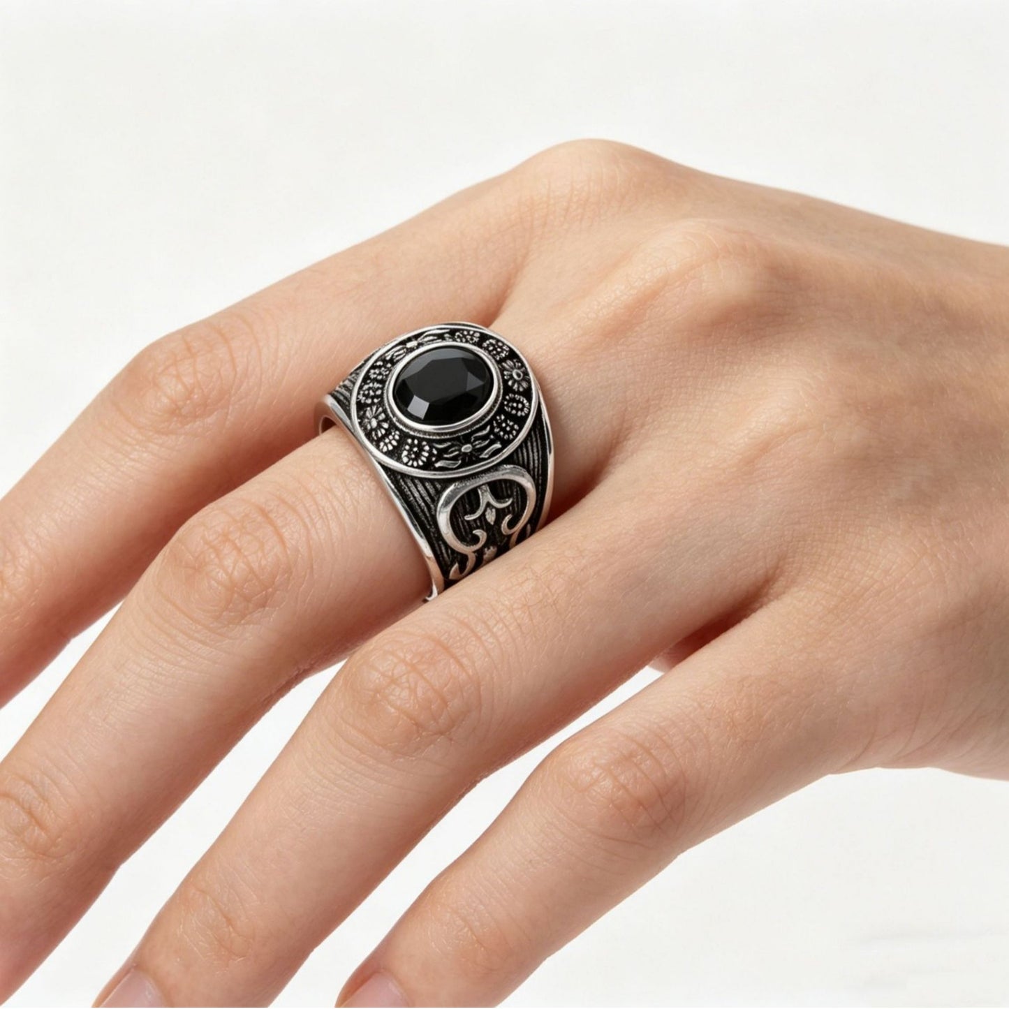 Planderful Gothic Totem Zircon Ring For Men Protection