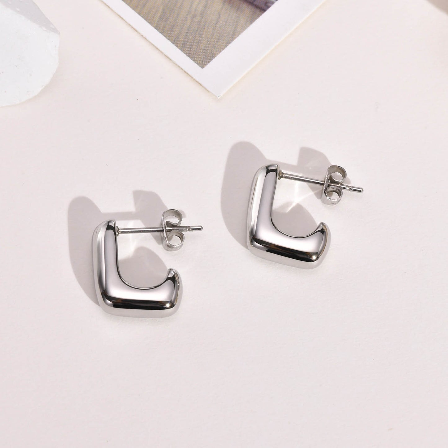 Stainless Steel Bare Body Geometric Gold Square Earrings Wholesale