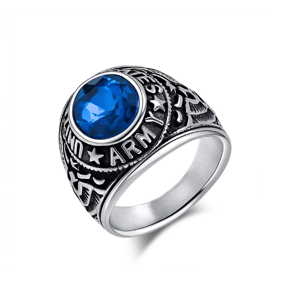 American National Emblem Bald Sea Eagle Titanium Steel Ring