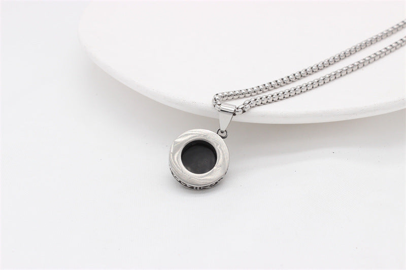 Titanium Steel Pendant For Men And Women Unisex Round Stone Protection Symbol Planderful Everyday Genie
