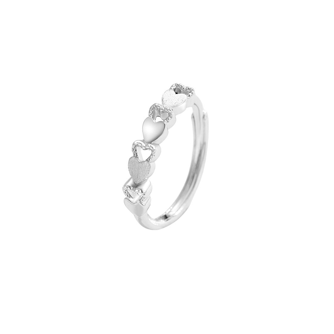 Planderful S925 Sterling Silver Love Ring For Women Adjustable Open Design Minimalist Chic