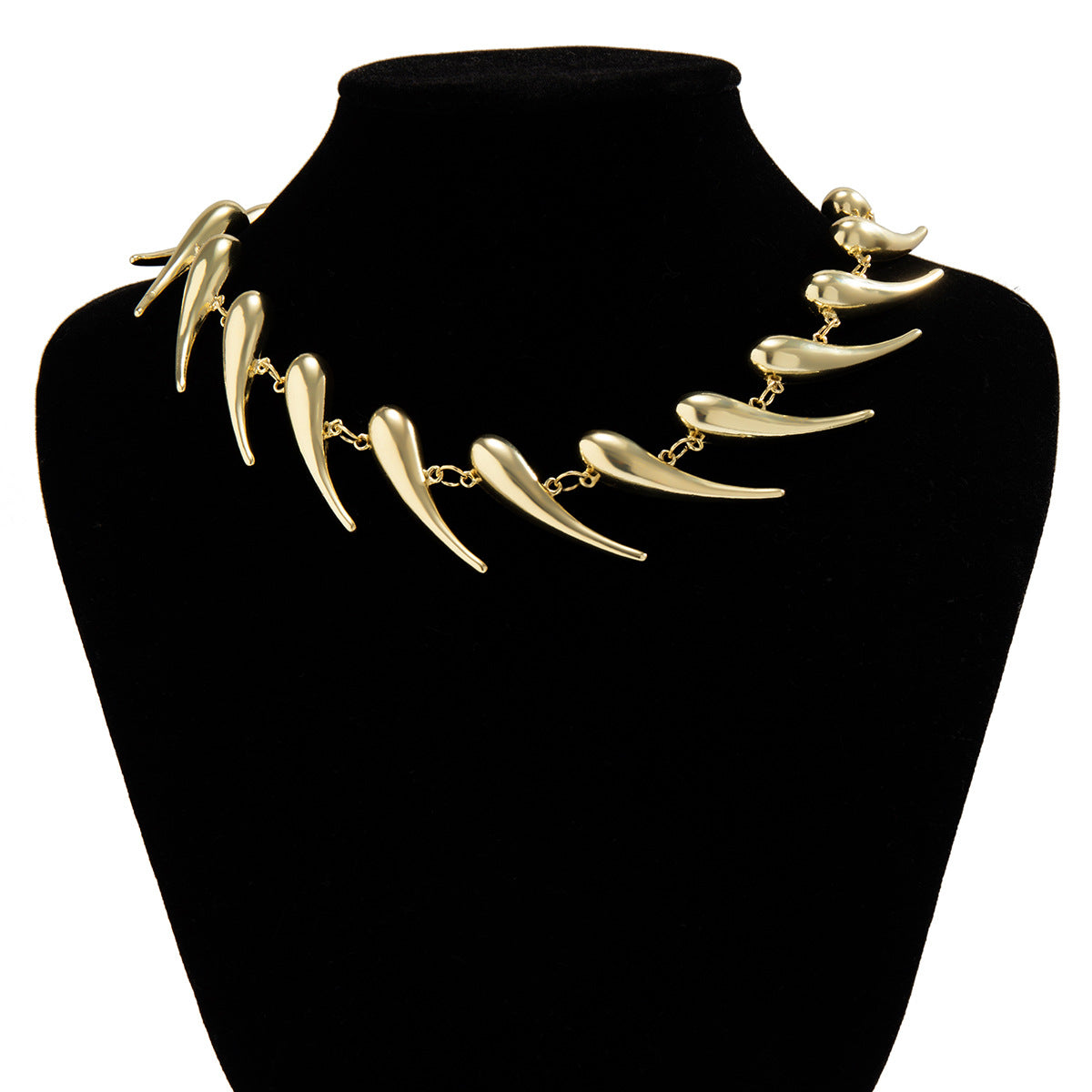 Exaggerated Glossy Thorn Pendant Necklace with Water Drop Detail - Vienna Verve Collection