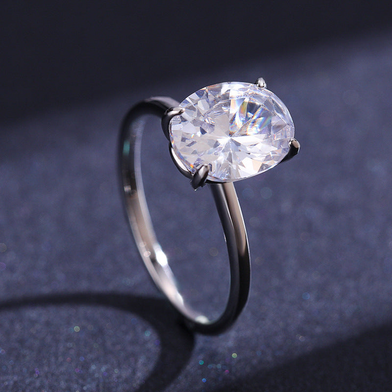 Elegant S925 Sterling Silver Ring with Zircon Gemstone