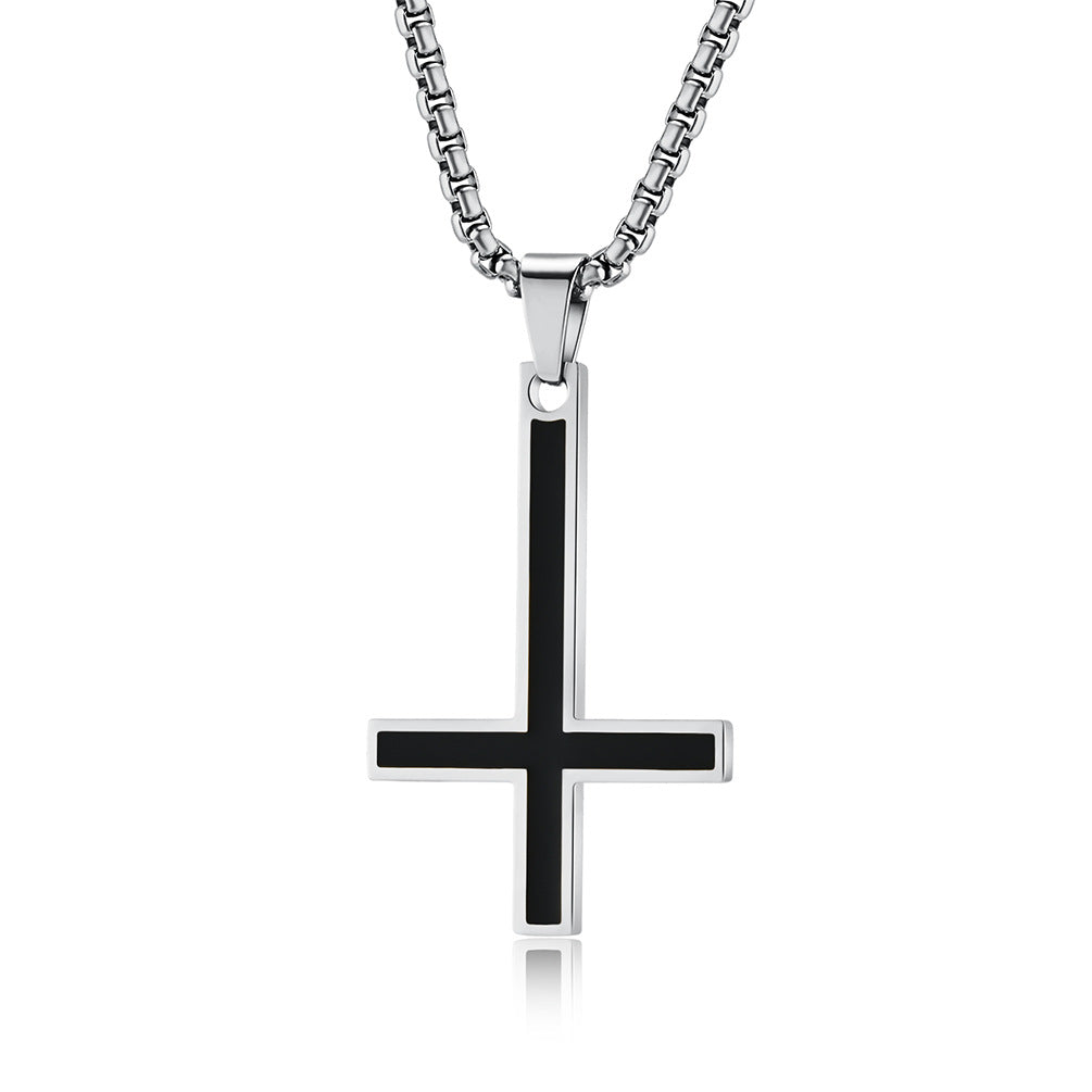 Steel Necklace – Vintage Inverted Cross Pendant