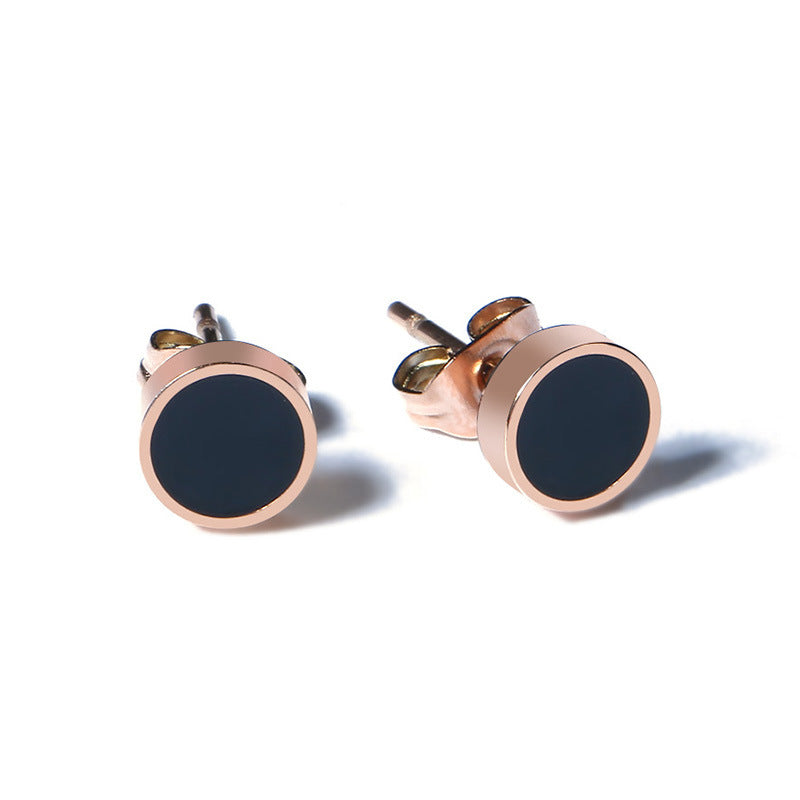10MM Titanium Steel Acrylic Stud Earrings Rose Gold Fashion