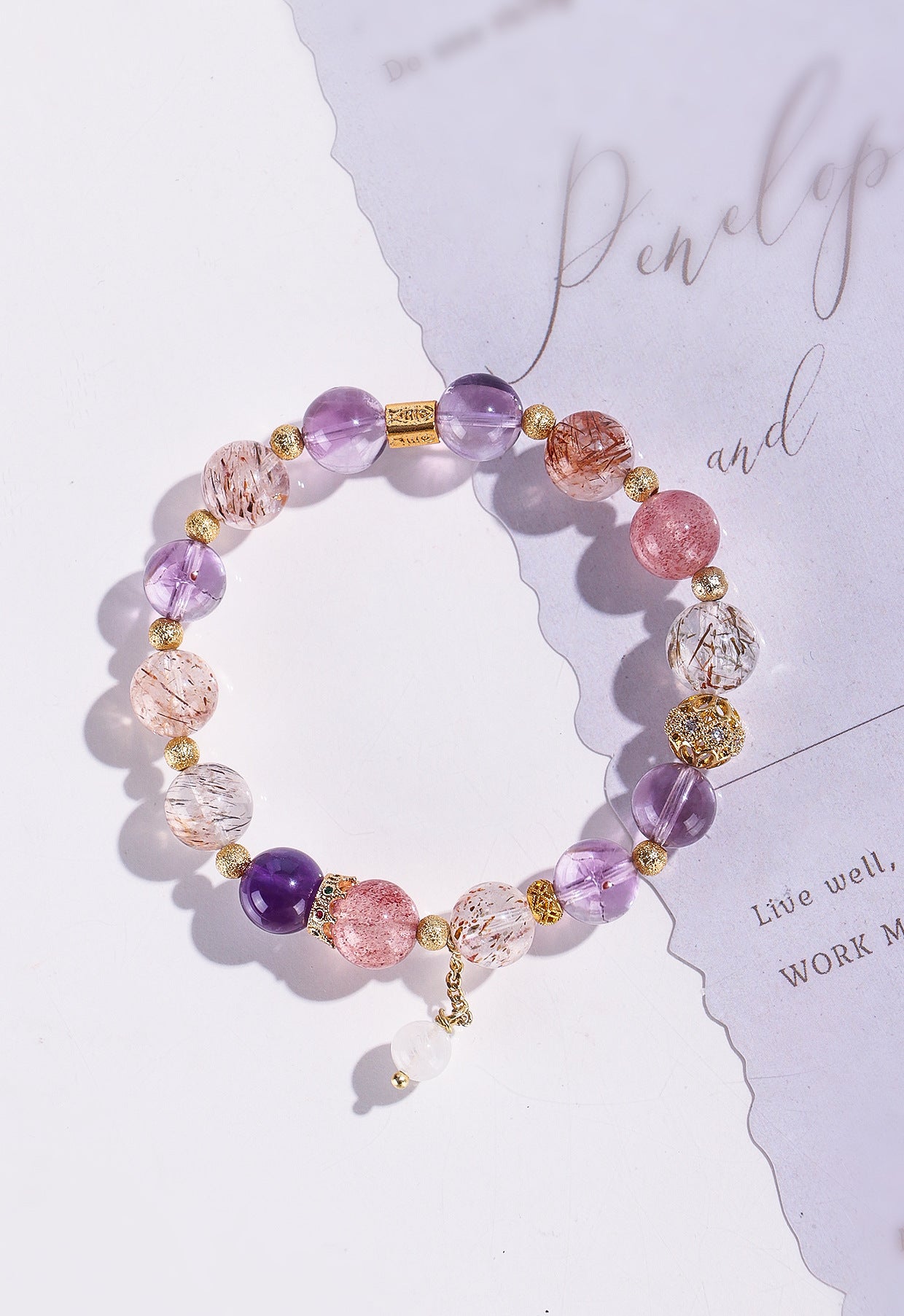 Planderful Fortune's Favor Bracelet – Elegant Amethyst and Strawberry Crystal Design