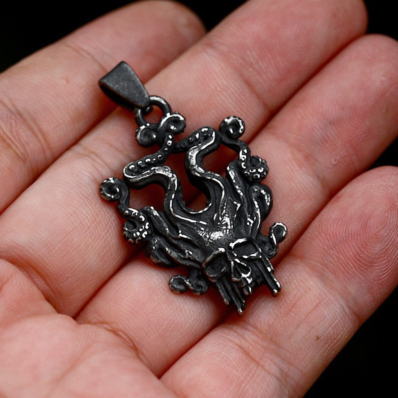 Retro Stainless Steel Octopus Skull Pendant for Men - Wholesale Titanium Steel Jewelry