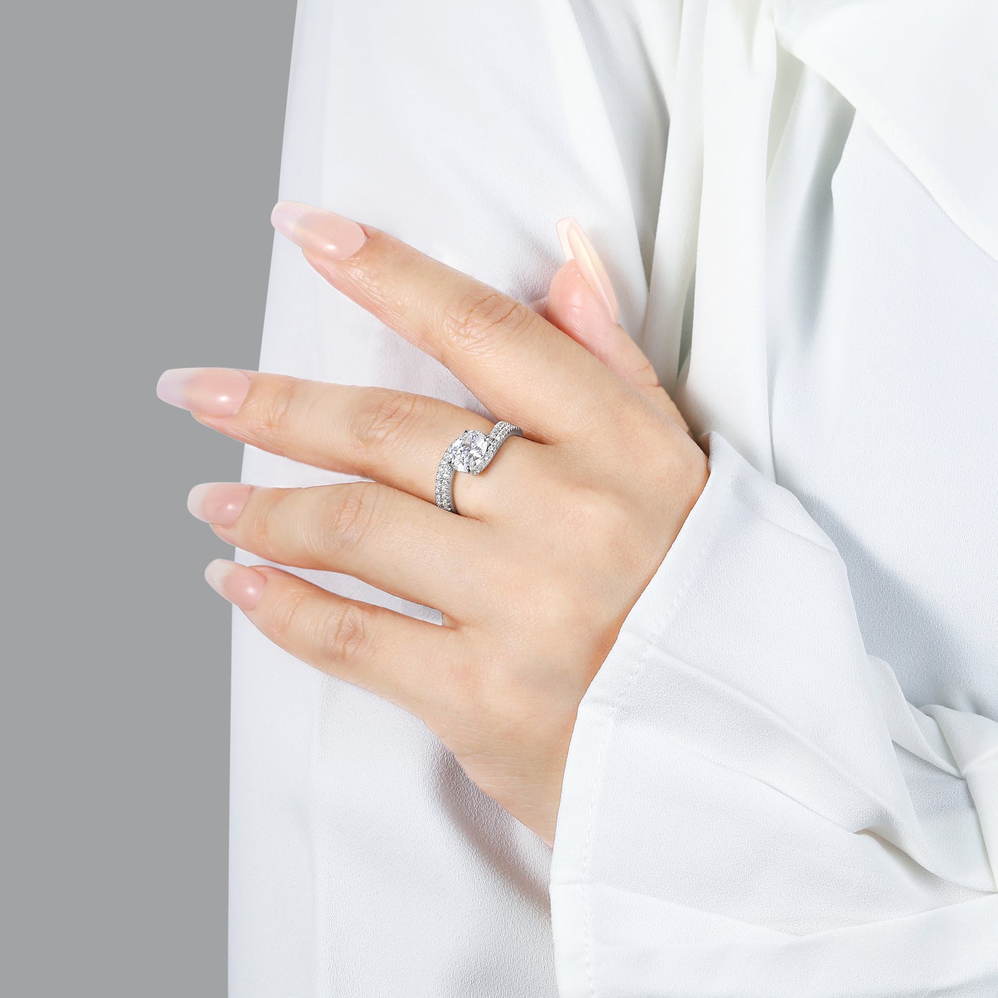 Planderful Sterling Silver Stacked Ring Set For Women With Twisted Arm And One And A Half Carat Zircon Sparkle