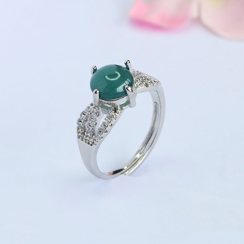 Blue-Water Jadeite Star Glow Ring