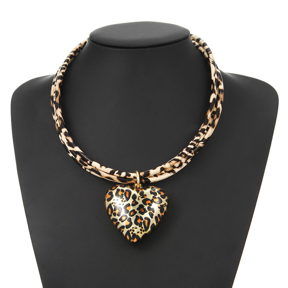 Planderful Savanna Rhythms Leopard Print Leather Rope Necklace – Unique Fashion Statement