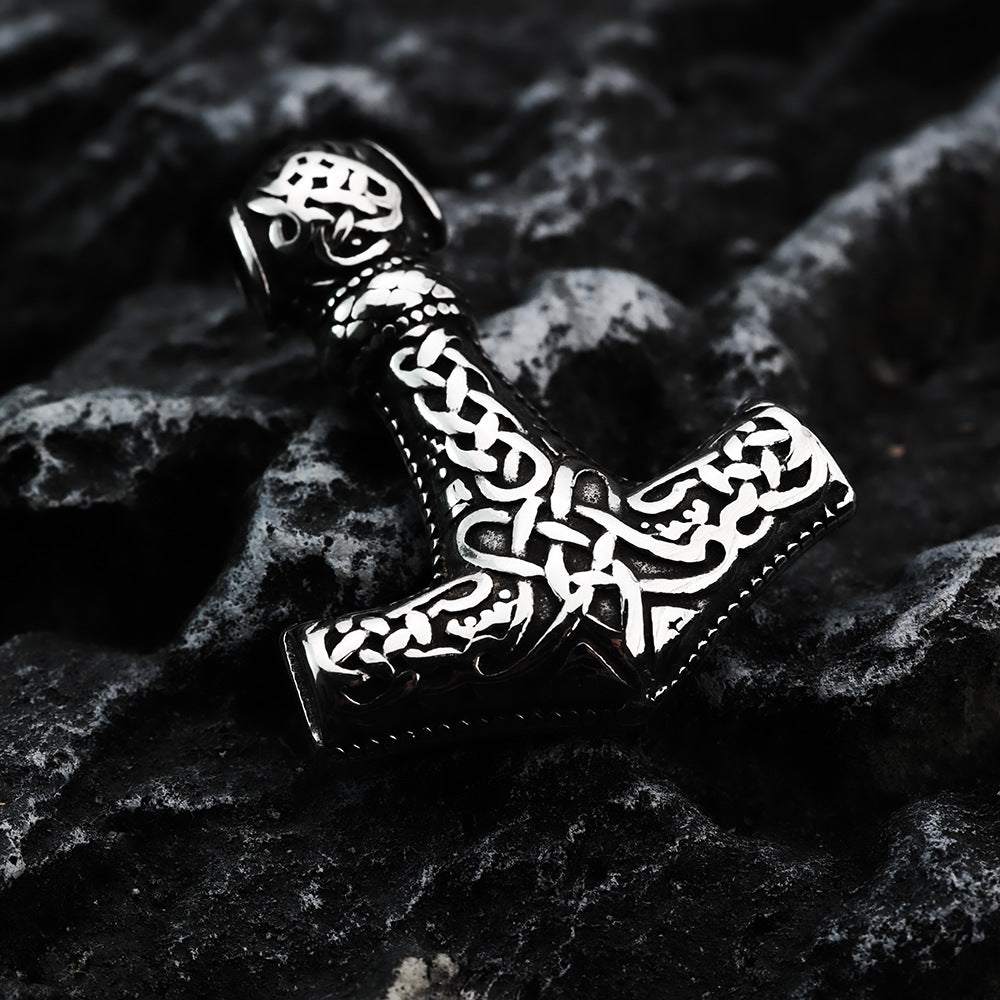 Nordic Retro Stainless Steel Double-Sided Viking Pendant for Men