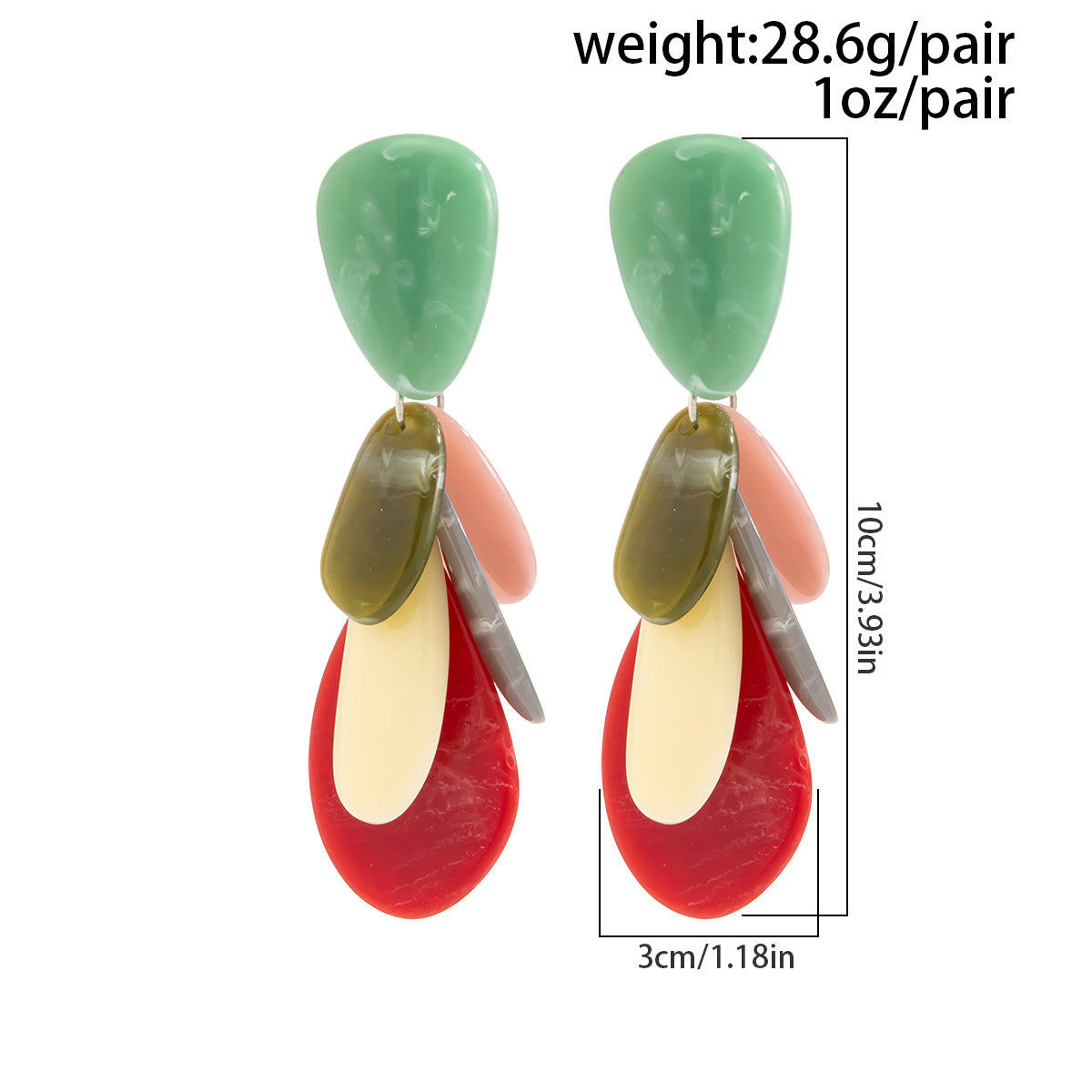 Planderful Vienna Verve Water Drop Color Splicing Earrings For Women Geometric Leaf Fringe Statement Jewelry