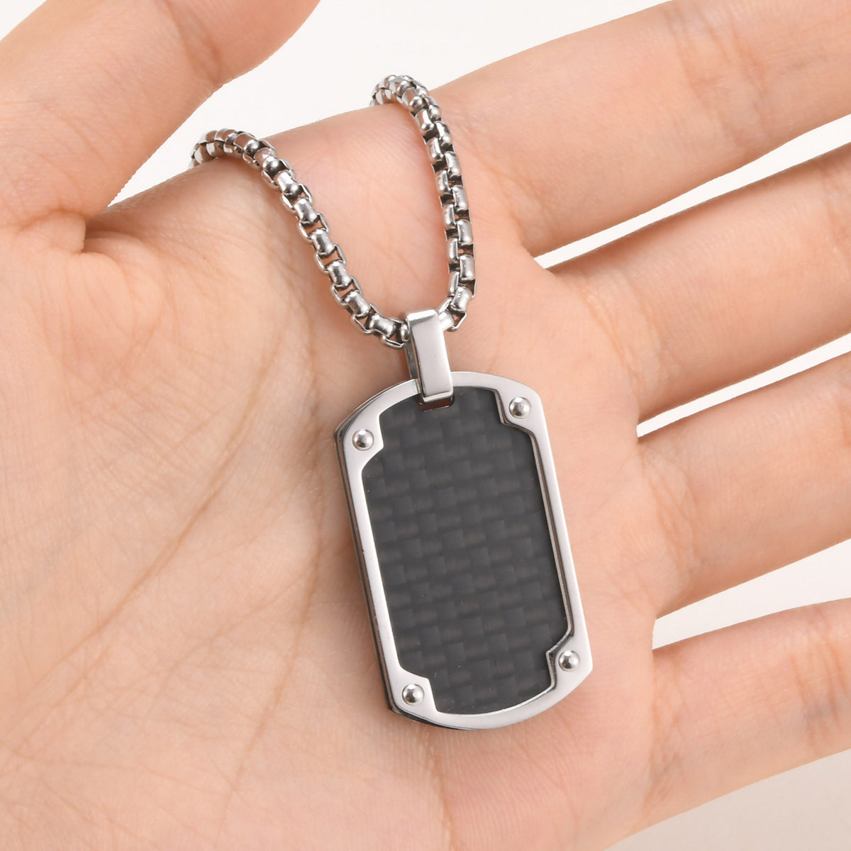 Carbon Fiber Black Stainless Steel Necklace for Men